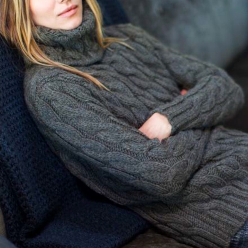 Emerson Fry Wool Alpaca Cableknit Chunky Sweater Gray sz Small
